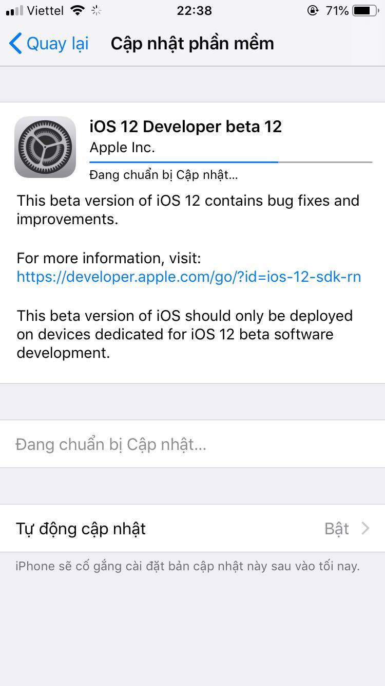 iOS 12 Beta 12, iOS 12 beta12 cho nhà phát triển, tin tức apple, tổng hợp cập nhật firmware ios, iOS 12 tính năng mới, cập nhật iOS 12 mới nhất, tin tức công nghệ tháng 9 2018, apple ra mắt iphone 2018, iOS 12 beta 12 những tính năng mới, có nên lên iOS 12 beta 12, cách lên iOS 12, cách fix lỗi hiển thị thông báo cập nhật trên ios 12