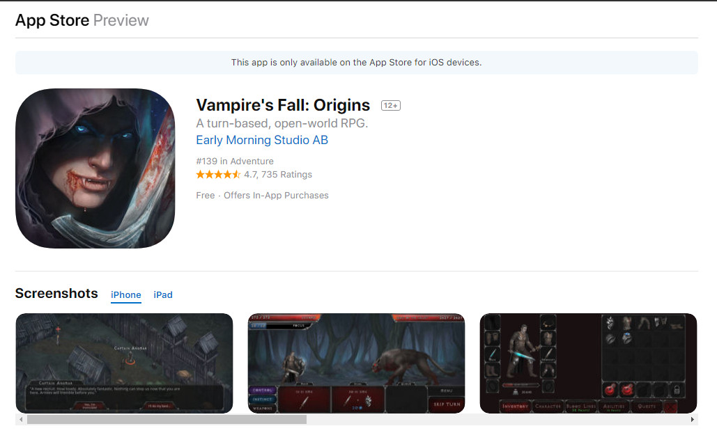 game Vampire’s Fall: Origins, Vampire’s Fall: Origins free ios, Vampire’s Fall: Origins appstore, game hay miễn phí, game hành động smartphone, game tính phí free, game appstore, app tính phí hay, ios game mất phí free, tải miễn phí ios
