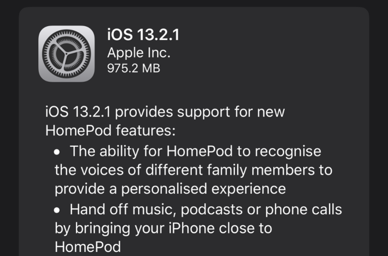 iOS 13.2.1, iOS 13.2 lỗi, lỗi homepod mới, homepod 2019, apple news, tin tức công nghệ, ios mới apple, tính năng mới iOS 13.2.1, hướng dẫn cập nhật iOS 13.2.1