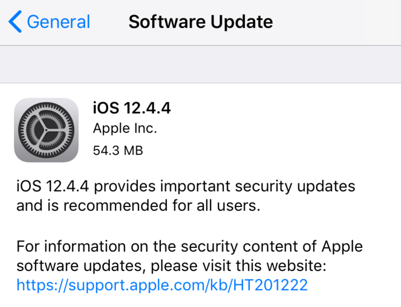 iOS 12.4.4, apple news, iphone 5s 2019, cập nhật ios cho iphone cũ, tin tức công nghệ, vá bảo mật ios mới, tính năng mới iOS 12.4.4